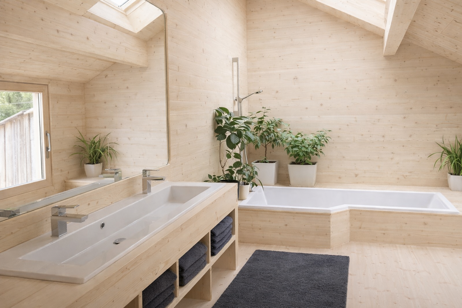 une salle de bains scandinave